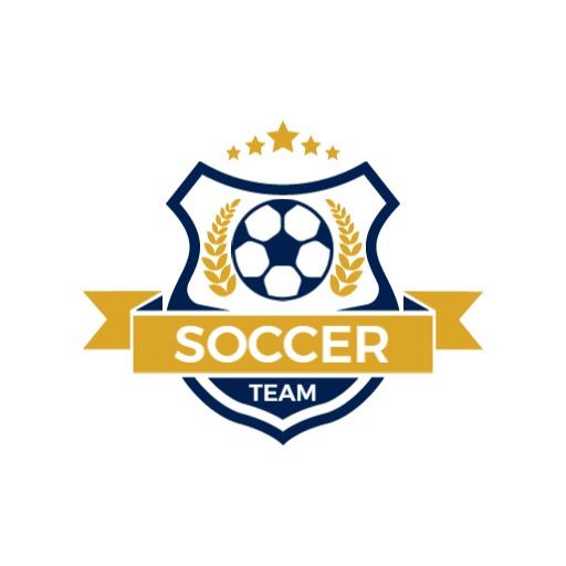 Bold Navy and Gold Soccer Team Emblem with Stars Logo Template