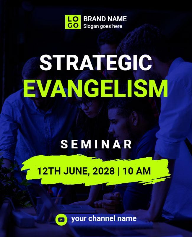 Bold Neon Green Strategic Evangelism Seminar Poster Template