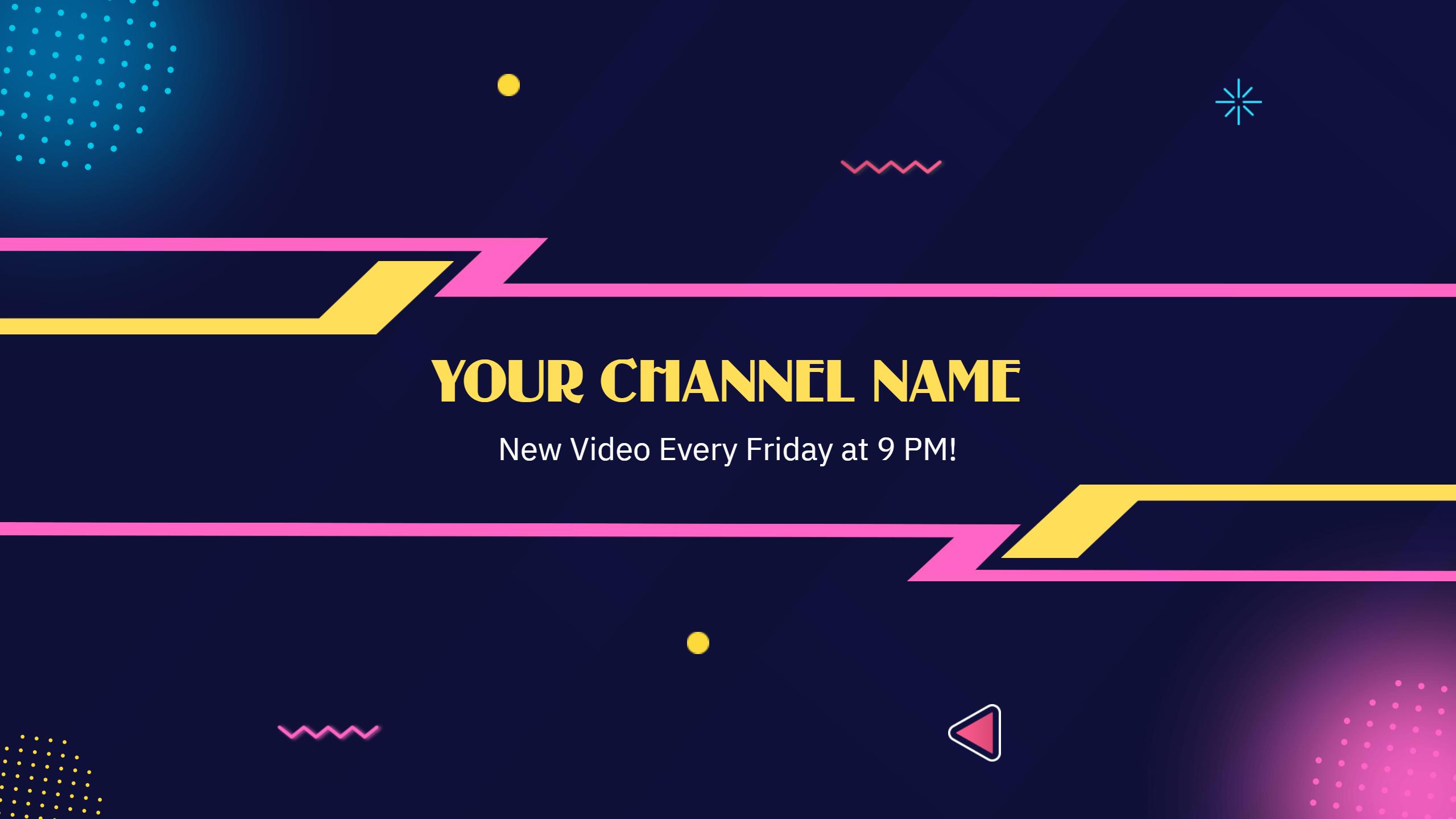 Bold Neon Lines and Geometric Shapes YouTube Banner Template