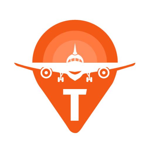 Bold Orange Airplane Design Featuring Alphabet Letter T Logo Template