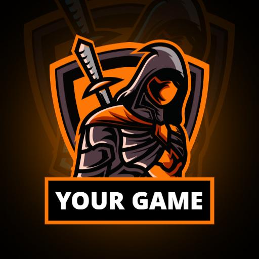 Bold Orange and Black Character Design for Esports Logo Template