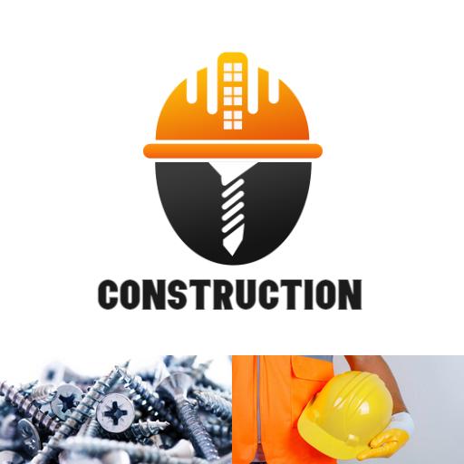 Bold Orange and Black Construction Helmet and Tools Logo Template