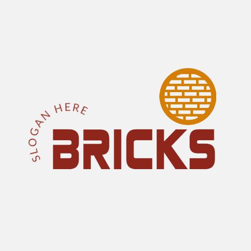 Bold Orange and Brown Brick Design for Business Logo Template