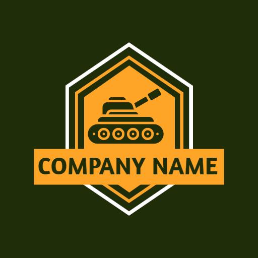 Bold Orange and Green Tank Design for Military Logo Template
