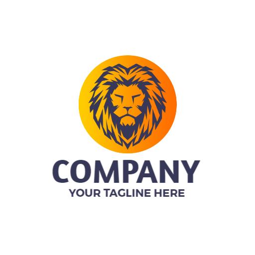 Bold Orange and Yellow Lion Design for Brand Identity Logo Template