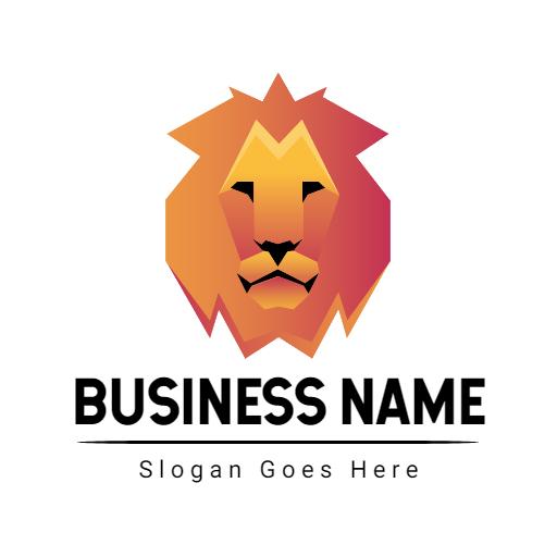 Bold Orange and Yellow Lion Design Symbolizing Strength Logo Template