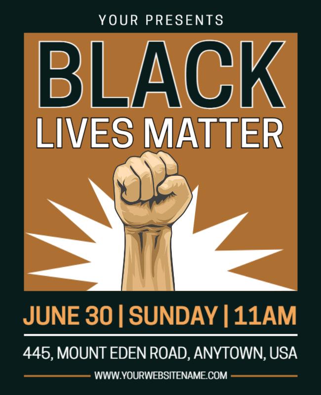 Bold Orange Black Lives Matter Protest Awareness Poster Template