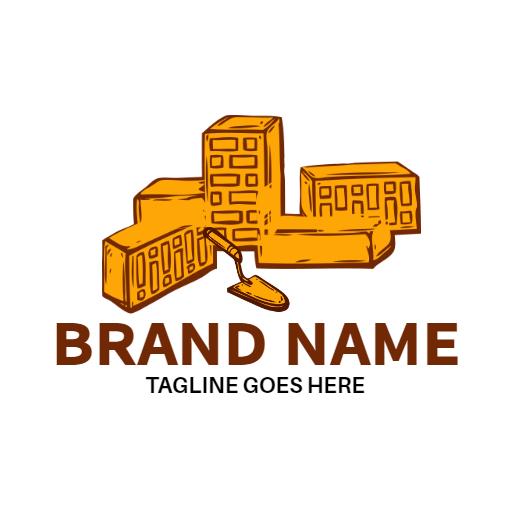 Bold Orange Building Blocks Representing Construction Sector Logo Template