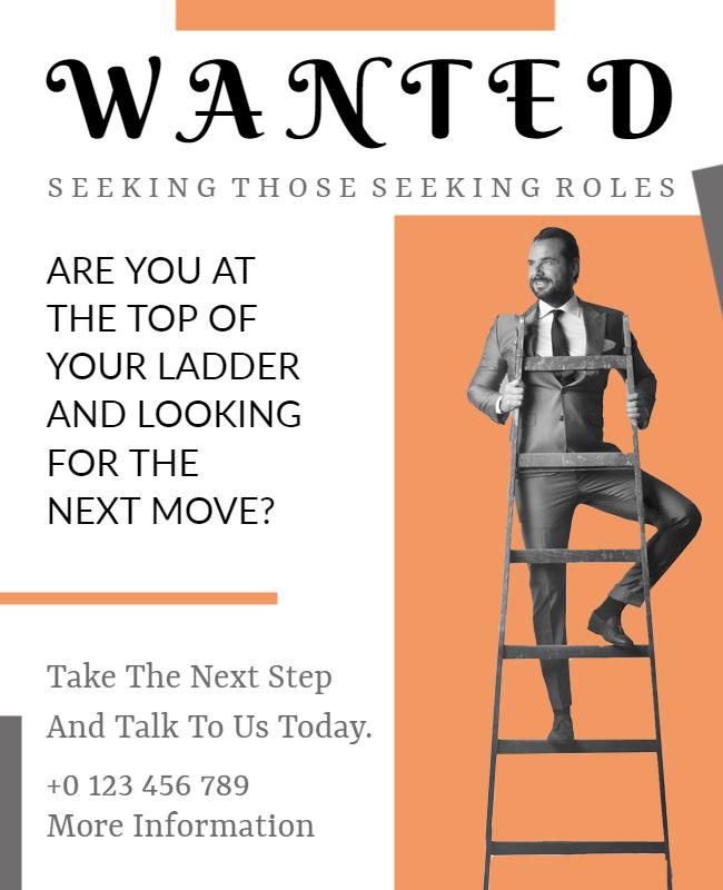 Bold Orange Career Advancement Recruitment Poster Template
