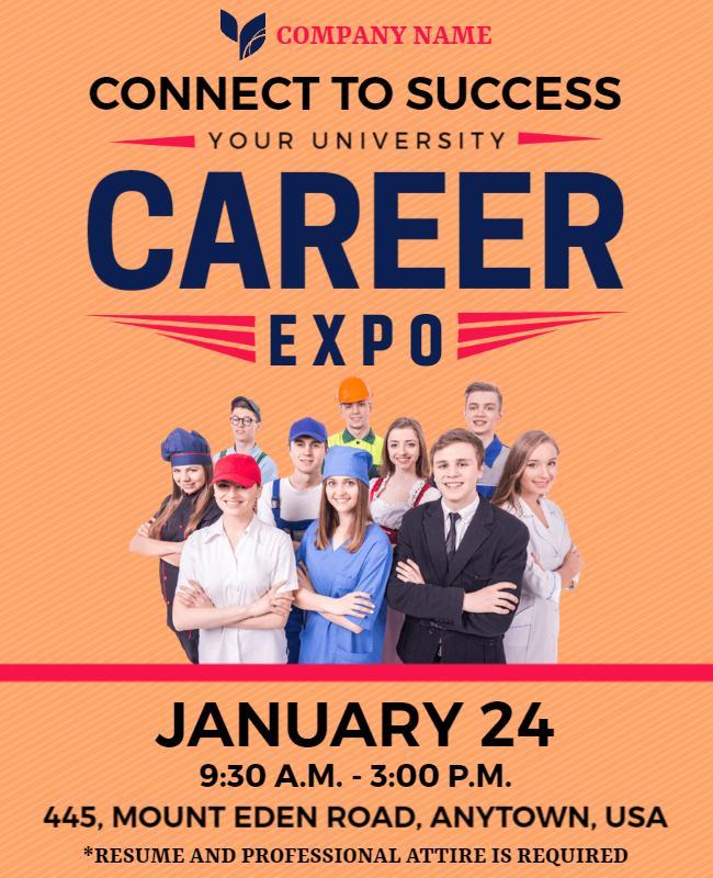 Bold Orange Career Expo for University Success Flyer Template