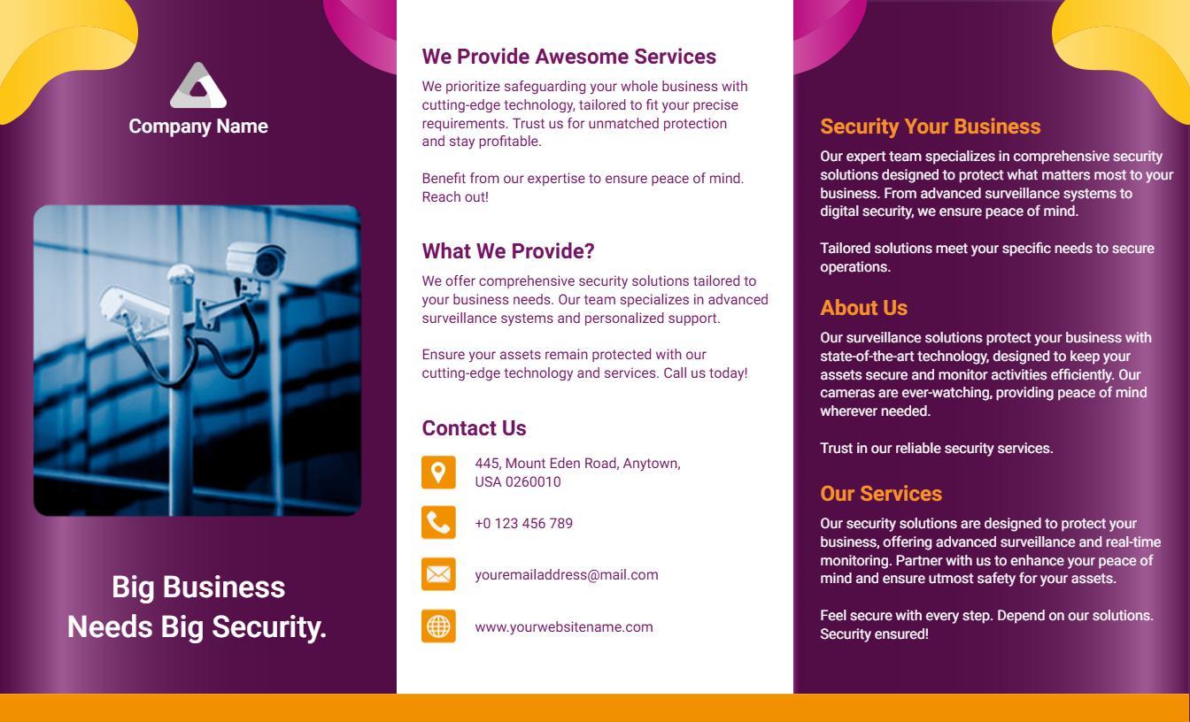 Bold Orange CCTV Security Solutions and Services Brochure Template