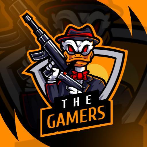Bold Orange Duck Mascot with Gun Highlighting Esports Logo Template