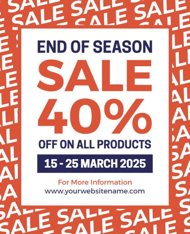 Bold Orange End of Season Sale Discount Flyer Template