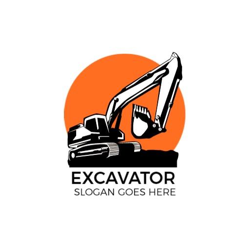 Bold Orange Excavator Design for Construction Industry Logo Template