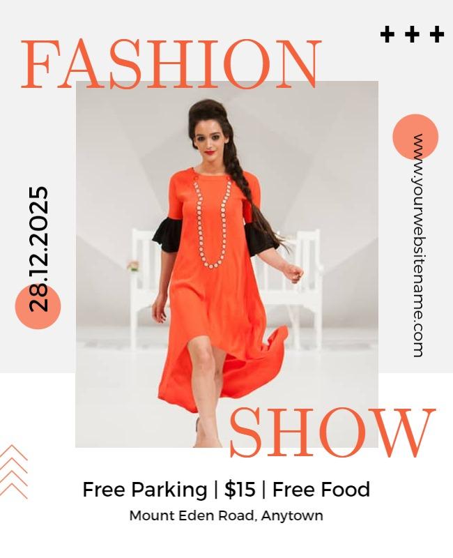 Bold Orange Fashion Show Event Poster Template