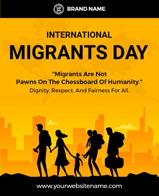 Bold Orange International Migrants Day Celebration Poster Template