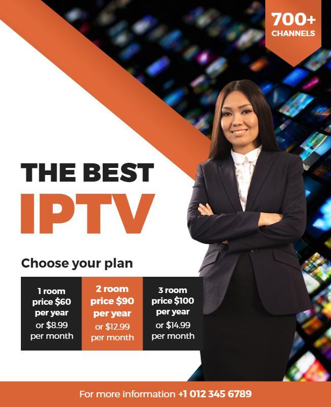 Bold Orange IPTV Pricing Plan Information Poster Template