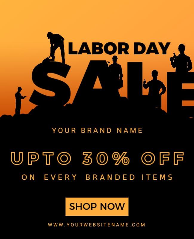 Bold Orange Labor Day Sale Discount Promotion Poster Template
