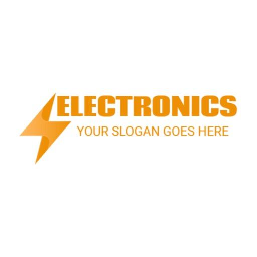 Bold Orange Lightning Symbolizing Cutting-Edge Electronics Logo Template