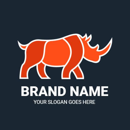 Bold Orange Rhino Emphasizing Strength for Branding Logo Template