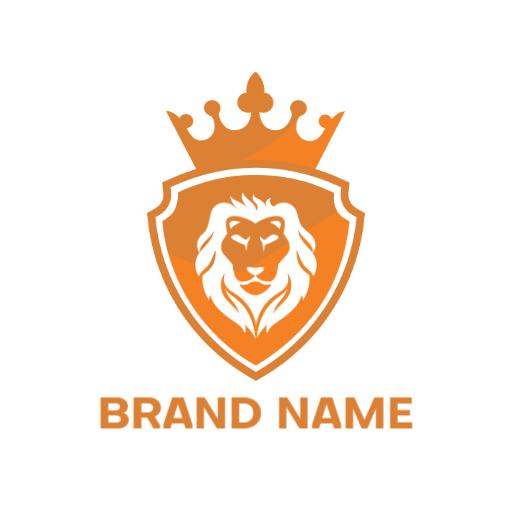 Bold Orange Shield with Majestic Lion Symbol Logo Template