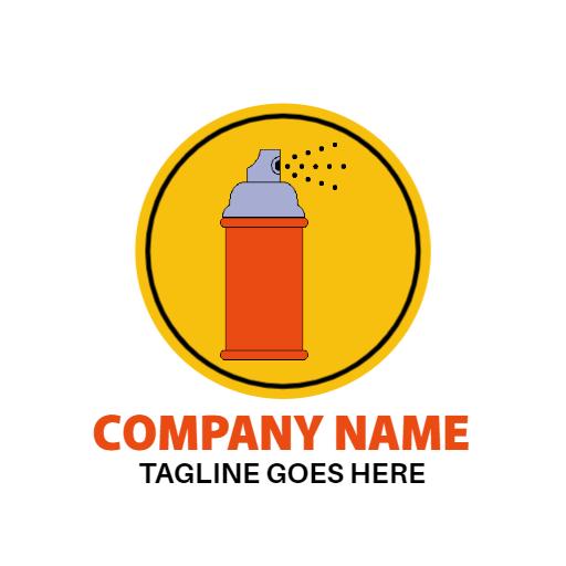 Bold Orange Spray Paint Can in Vibrant Graffiti Logo Template