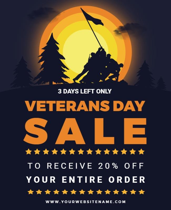 Bold Orange Veterans Day Sale Promotion Poster Template