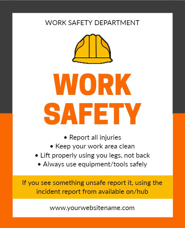 Bold Orange Work Safety Guidelines Instructional Poster Template