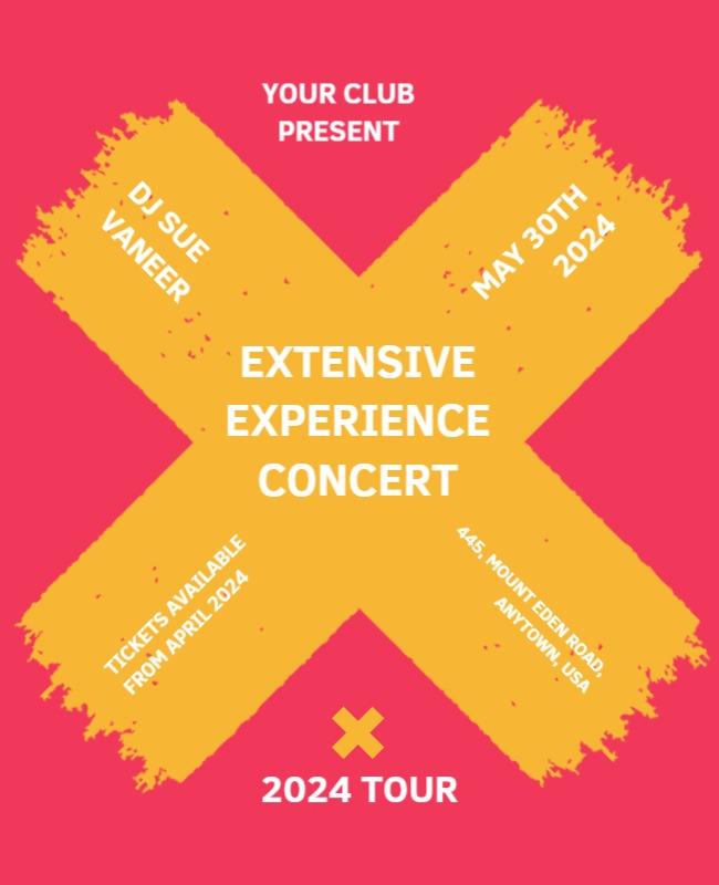 Bold Pink Abstract DJ Concert Experience Poster Template