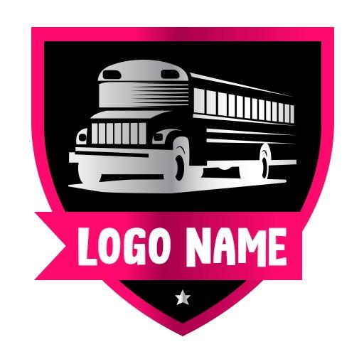 Bold Pink and Black School Bus Symbolizes Logistics Services Logo Template