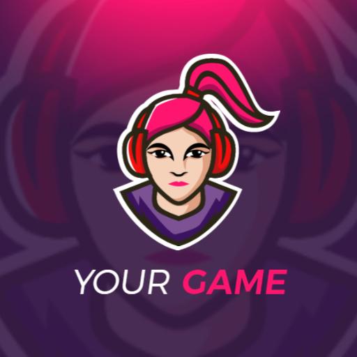 Bold Pink and Purple Gaming Mascot for Esports Logo Template