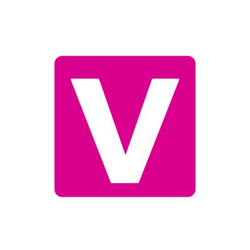 Bold Pink and White Letter V Design for Alphabet Logo Template