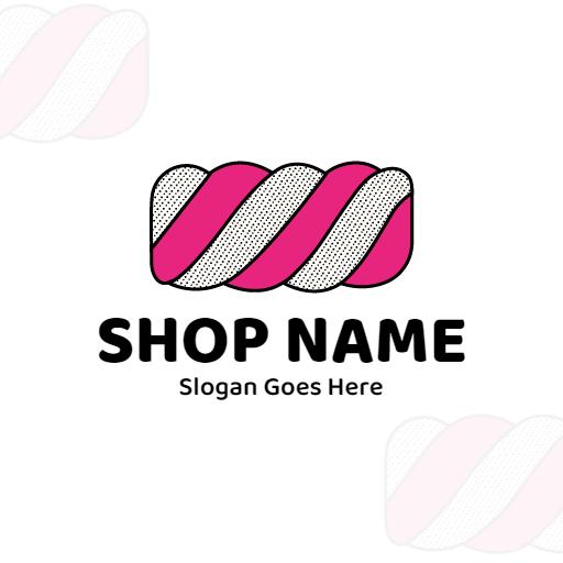 Bold Pink and White Twisty Candy Gummies Logo Template