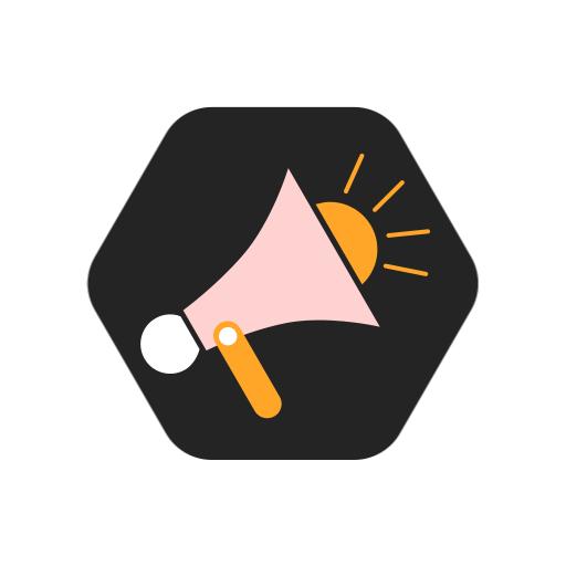 Bold Pink and Yellow Megaphone Design for Speaker Logo Template