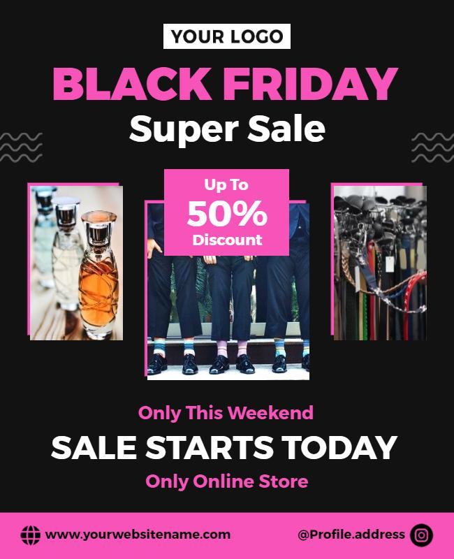 Bold Pink Black Friday Super Sale Discount Poster Template