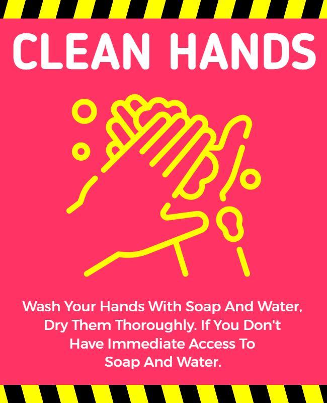 Bold Pink Hygiene Reminder Clean Hands Poster Template