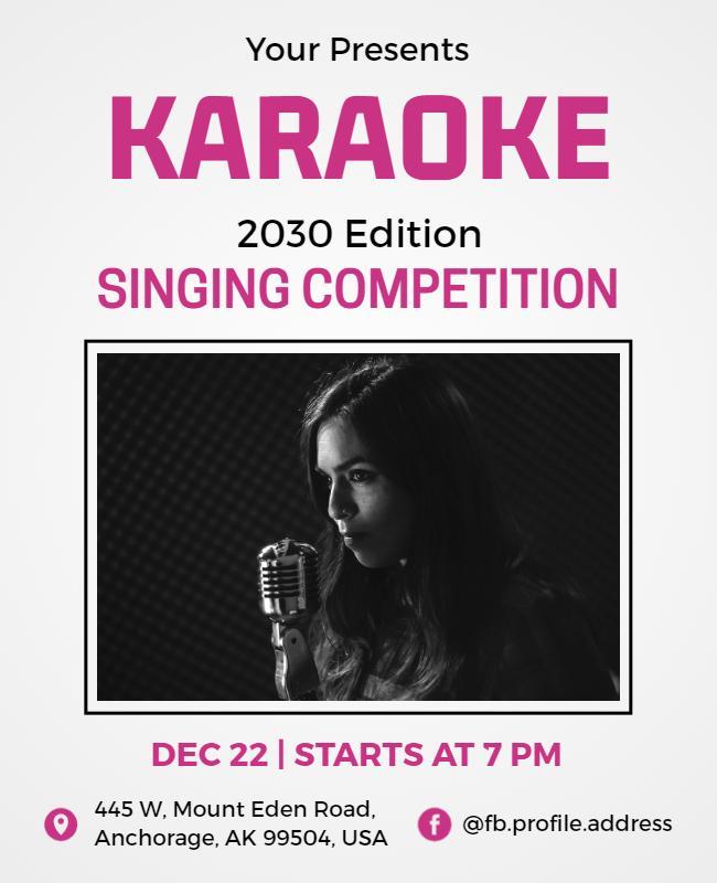 Bold Pink Karaoke Singing Competition Poster Template