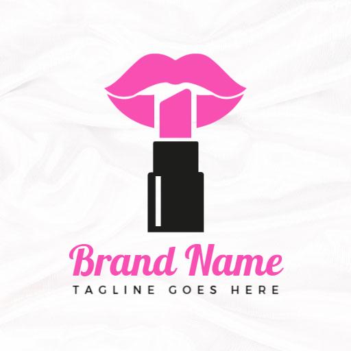 Bold Pink Lipstick Design Emphasizing Beauty and Glamour Logo Template