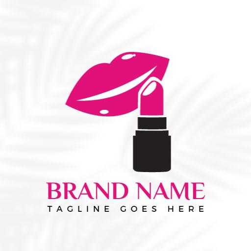 Bold Pink Lipstick Design Showcasing Beauty Products Logo Template