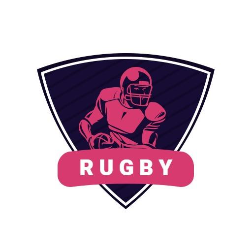 Bold Pink Rugby Player Illustration and Logo Design Logo Template