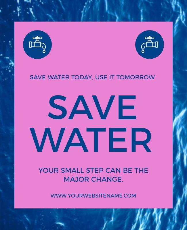 Bold Pink Water Conservation Awareness Campaign Poster Template
