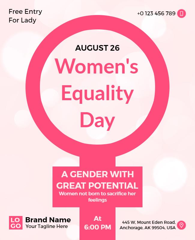 Bold Pink Women's Equality Day Celebration Poster Template
