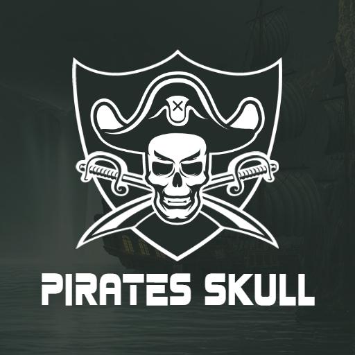 Bold Pirate Skull Design Featuring Crossed Swords Logo Template