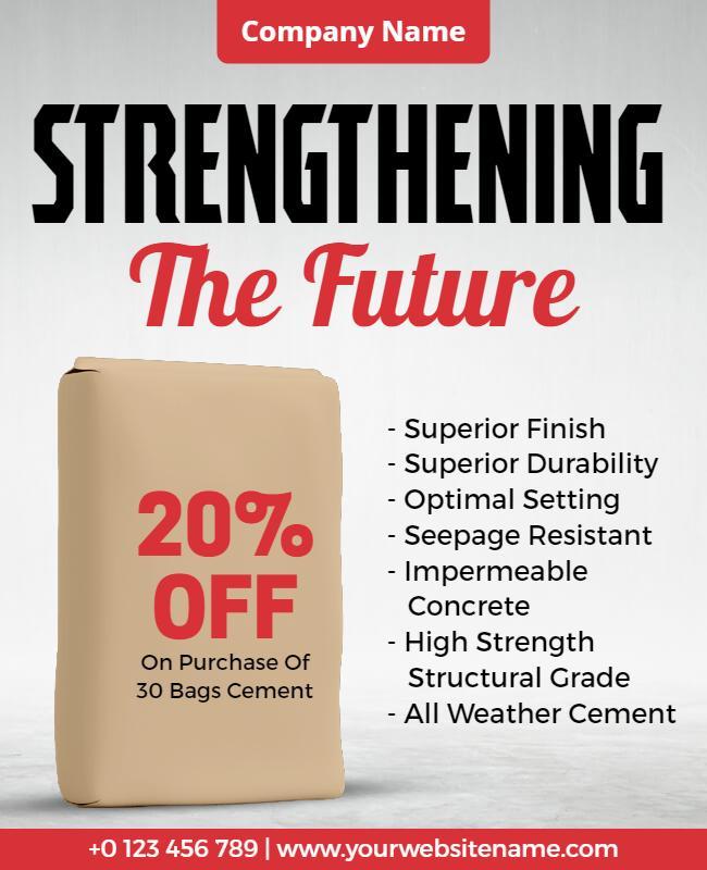 Bold Promotional Cement Discount Offer Poster Template