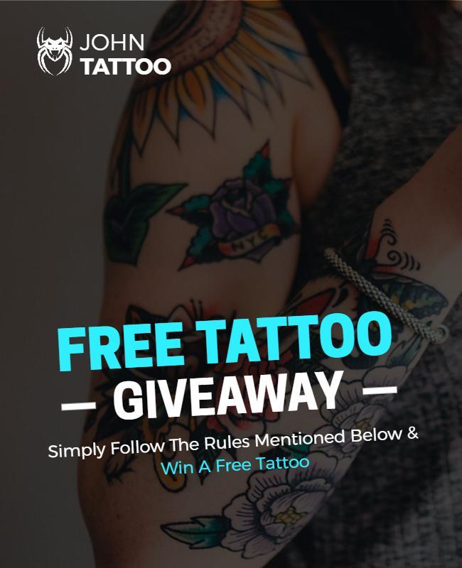Bold Promotional Free Tattoo Giveaway Announcement Poster Template