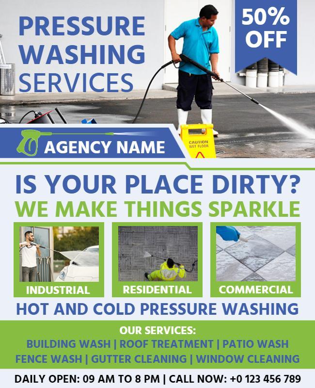 Bold Promotional Pressure Washing Services Discount Poster Template