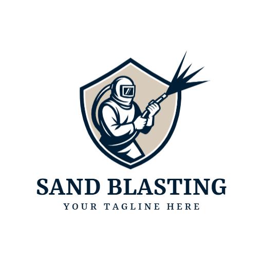 Bold Protective Design Showcasing Sand Blasting Techniques Logo Template