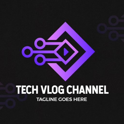 Bold Purple and Black Graphic Design for Tech Vlogger Logo Template