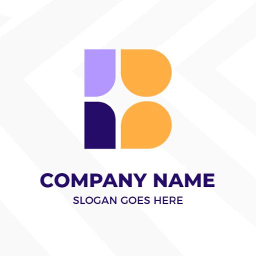 Bold Purple and Orange B Letter Design for Branding Logo Template