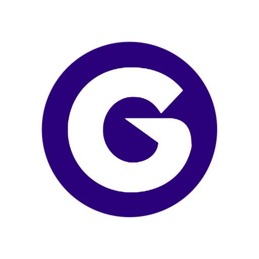 Bold Purple Circular Design Featuring Alphabet Letter G Logo Template
